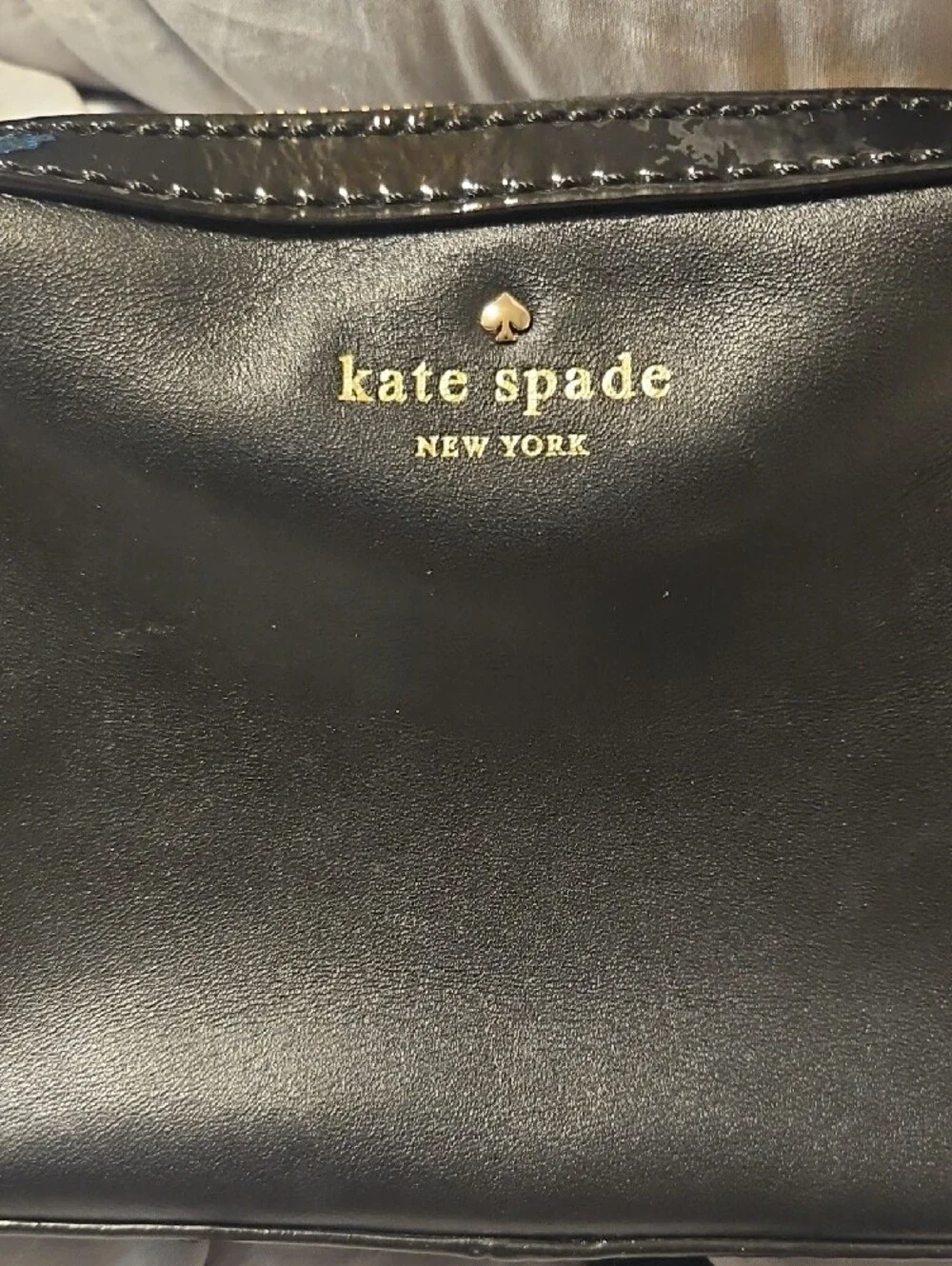 kate spade Black Leather Crossbody With Gold Hardware